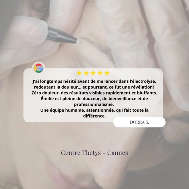 ✨ Merci infiniment à Dorra pour ce magnifique retour 🙏
Votre témoignage résume parfaitement ce que nous cherchons à offrir : un vrai moment de confiance, d’écoute et de résultats.

Grâce à notre technologie d’électrolyse de pointe, les séances sont efficaces, précises… et surtout sans douleur 💫

Vous aussi, partagez votre expérience dans nos centres ! 🤩

#Electrolyse #EpilationDefinitive #CentreThetys #AvisClient #BeautéTechnologique #ConfianceEnSoi