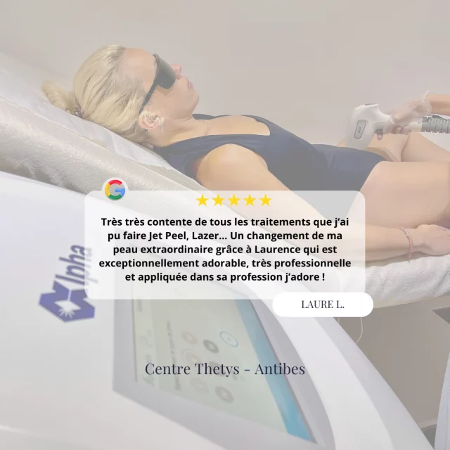 ✨ Zoom sur un avis client qui rayonne ! ✨

Parce que prendre soin de soi, c’est aussi se faire accompagner par des expertes à l’écoute 💆‍♀️, Laure a choisi les technologies Jet Peel pour l'hydratation de sa peau et le traitement au laser pour d'autres zones ciblées du corps.

🔹 Résultats visibles et peau transformée
🔹 Laurence, une praticienne douce, appliquée et ultra professionnelle
🔹 Un cadre rassurant et une approche 100 % personnalisée
🔹 Des technologies innovantes et non invasives

Merci Laure pour votre confiance et vos mots si touchants 💖
Au Centre Thetys – Antibes, chaque cliente est accompagnée avec exigence, expertise et bienveillance 🤍

👉 Et vous, prêt(e) à offrir une nouvelle vie à votre peau ?
📍 RDV dans nos centres à Antibes, Cannes ou Pégomas
📞 Lien en bio pour réserver votre bilan personnalisé gratuit

#CentreThetys #LaserAntibes #JetPeel #EsthétiqueInnovante #SoinsVisage #AvisClient #BeautéTechnologique #PeauRadieuse #BienÊtre #NonChirurgical #TechnologieEsthétique #Antibes